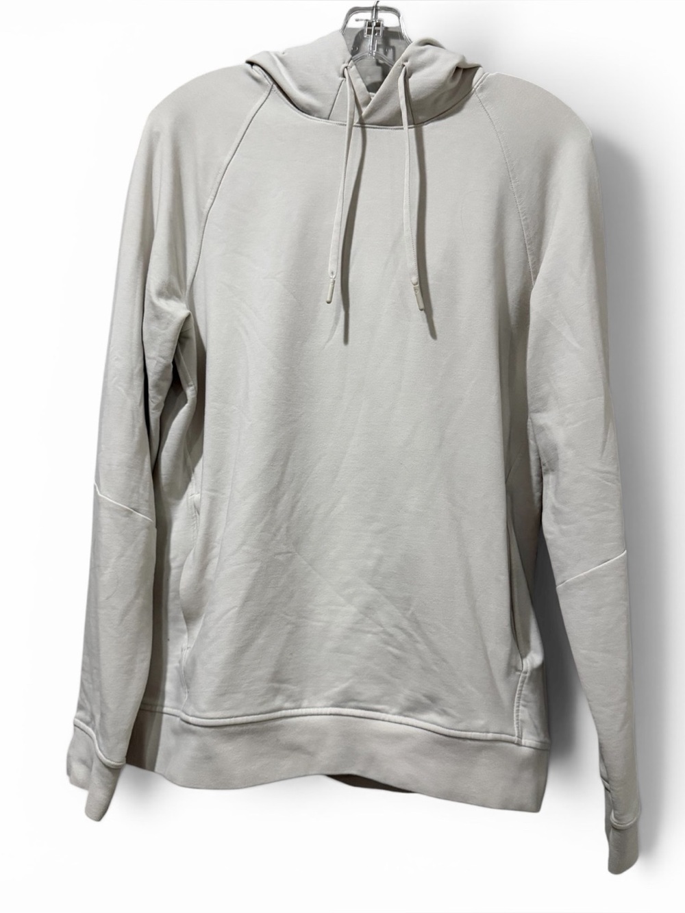 Lululemon Men's Small City Sweat Light Cream/Gray Long Sleeve Hoodie B5